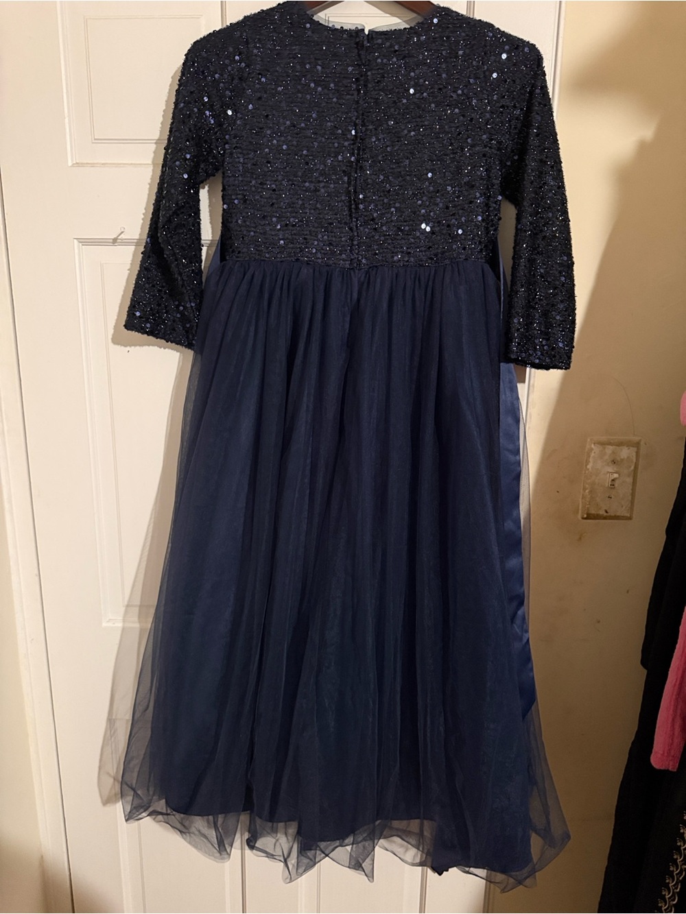 Tulle Navy Blue Sequin & Tulle Formal Dress for Girls